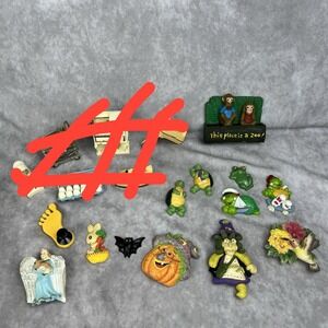 Vtg 90s‎ Refrigerator Magnets Holiday Halloween Animal Frog Monkeys Turtles Lot